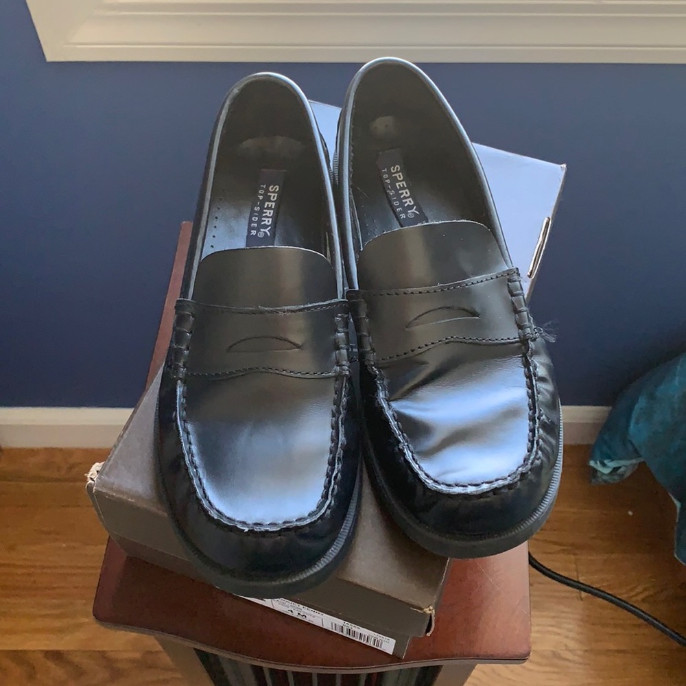Florsheim black penny loafers boys size 4